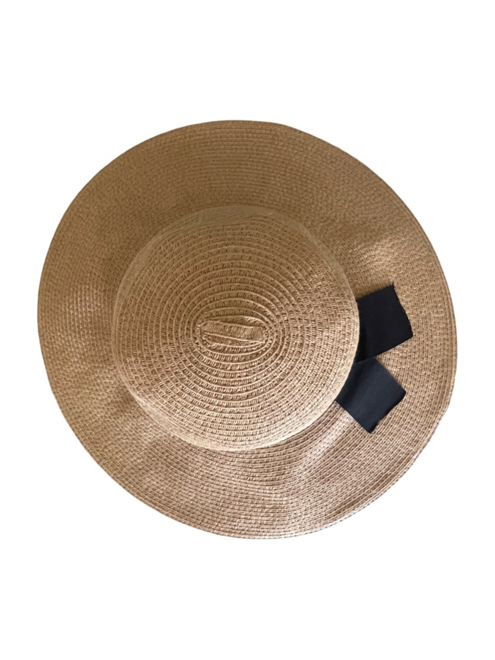 Nordstrom Wide Brim Straw Sun Hat with Black Ribbon Band - Picture 3 of 12